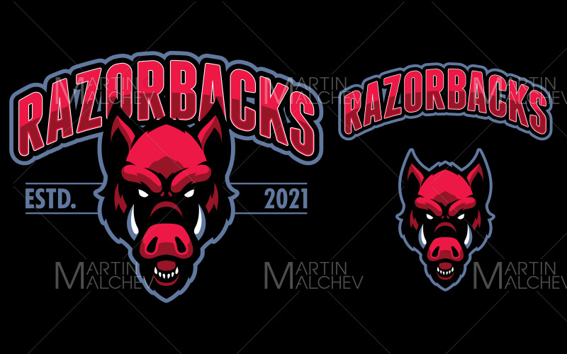 Razorbacks sportovní maskot vektorové ilustrace