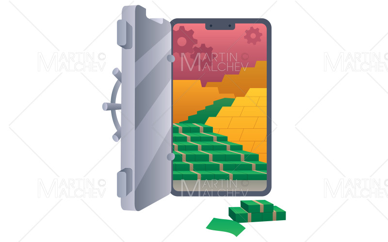 Smartphone-Geld-sichere Vektor-Illustration