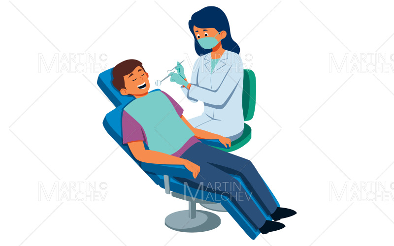 Zahnarzt bei der Arbeit Vektor-Illustration