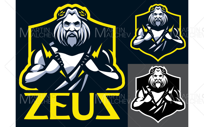 Zeus, Gott, Maskottchen, Vektor, Illustration