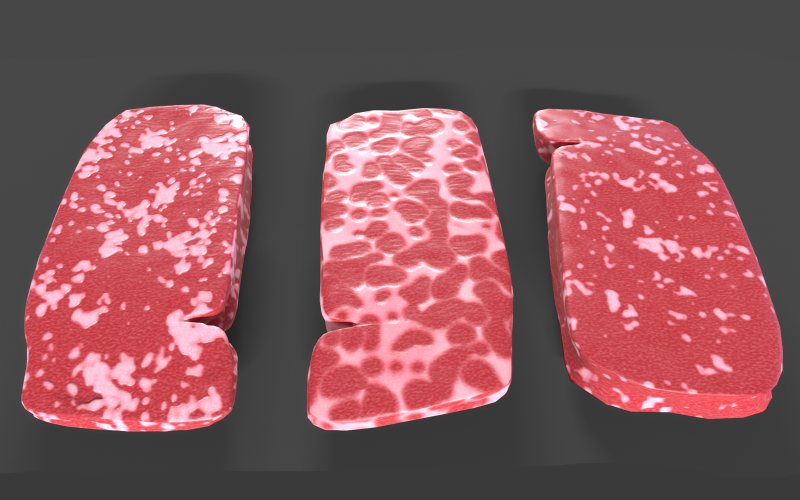 Bistecca di manzo Modello 3D a basso numero di poligoni