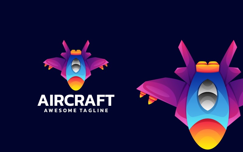 Logotipo colorido degradado de aviones