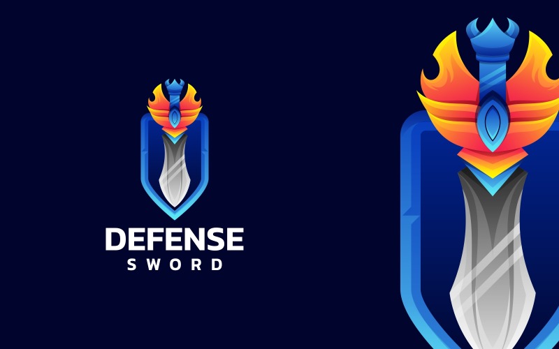 Logotipo de gradiente de espada de defensa