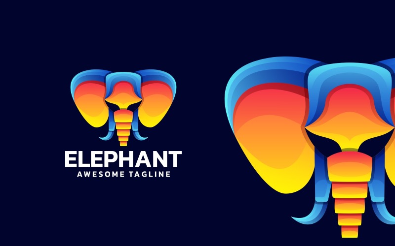 Слон градієнт барвистий дизайн логотипу