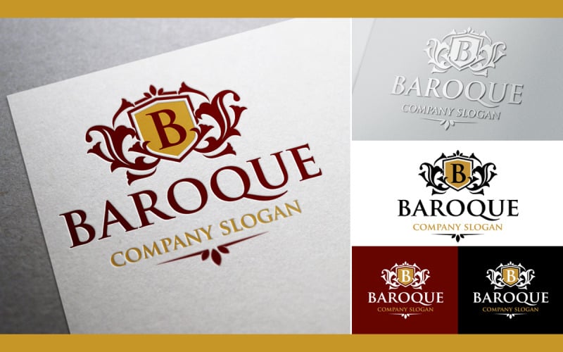 Baroque - Modèle de logo de crête décorative