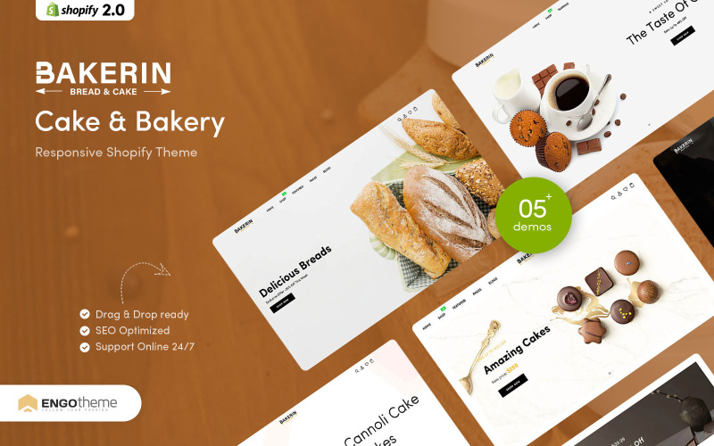Bakerin - Responsywne motywy Shopify na temat ciast i piekarni