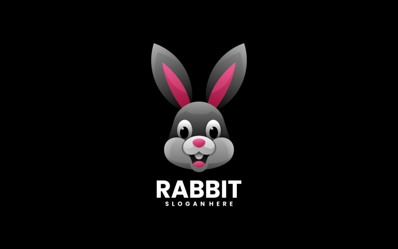 Design de logotipo gradiente de cabeça de coelho