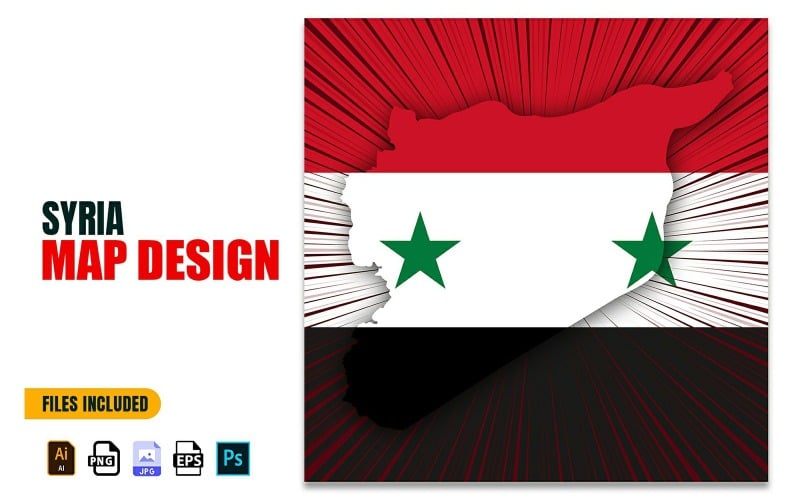 Illustrazione del disegno della mappa del giorno dell'indipendenza della Siria