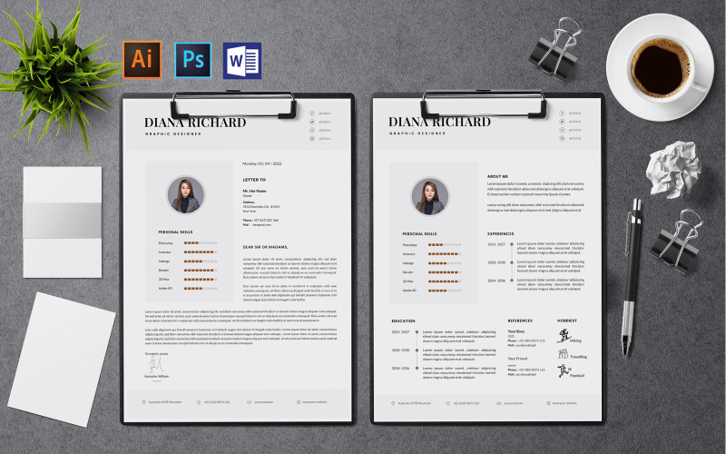 Minimalista önéletrajz sablon grafikai tervezés