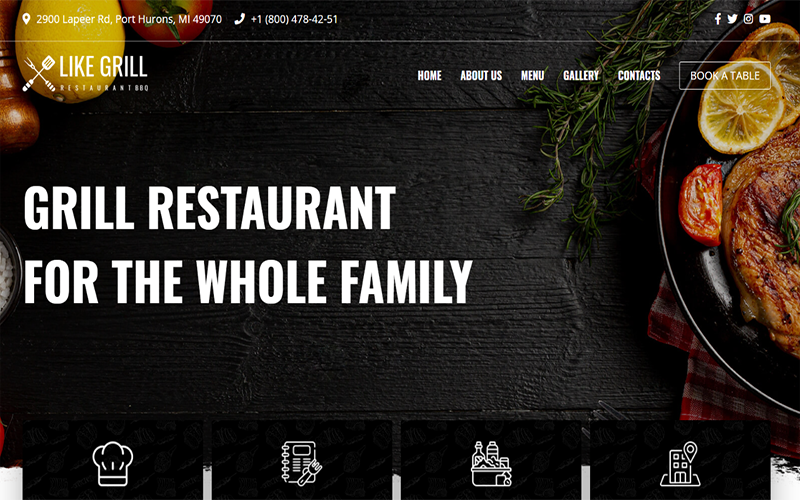 Ресторан LikeGrill - HTML5-шаблон веб-сайта