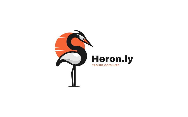 Шаблон логотипа Heron Simple Mascot
