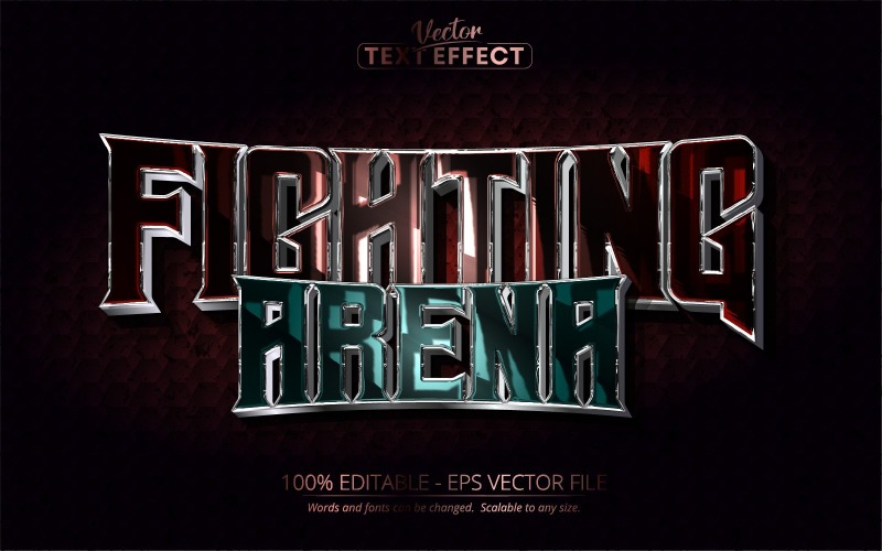 Fighting Arena - Effet de texte modifiable, style de texte en métal et argent, illustration graphique