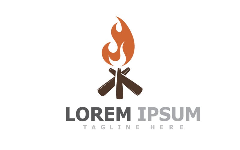 Logotipo de fogata de llama de fuego V12