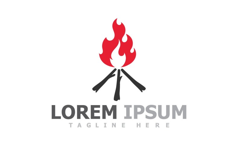 Logotipo de fogata de llama de fuego V20