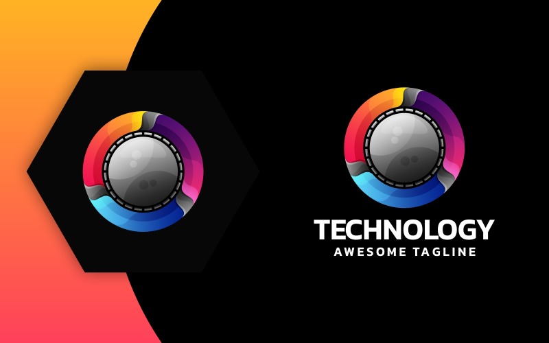 Design de logotipo colorido de tecnologia