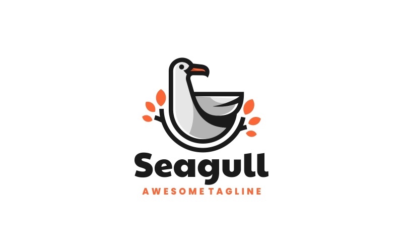 Estilo do logotipo da mascote da gaivota