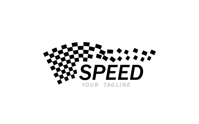 Logo e simbolo di velocità della bandiera della corsa V3