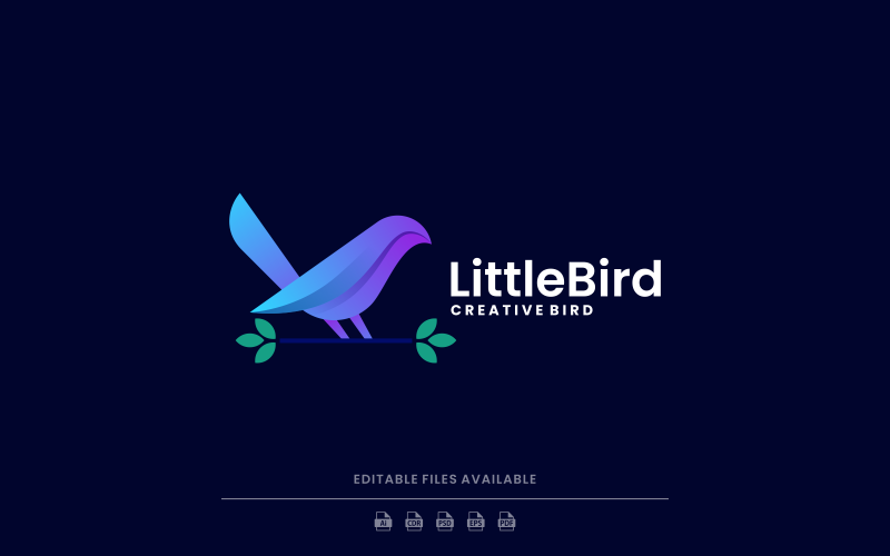 Logo-ontwerp met kleurverloop voor kleine vogel