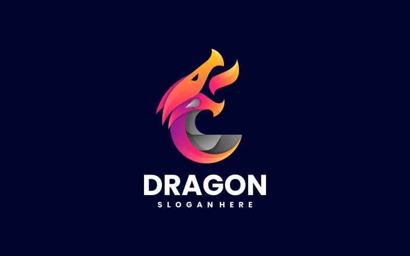Logotipo de degradado de fuego de dragón