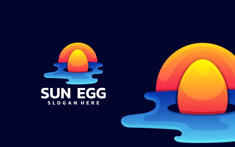 Sol com logotipo de gradiente de ovo