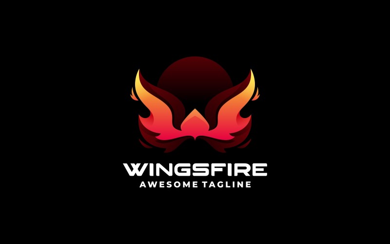 Stile del logo con gradiente di fuoco delle ali