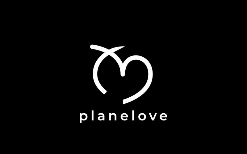Logotipo de duplo sentido do amor do avião inteligente