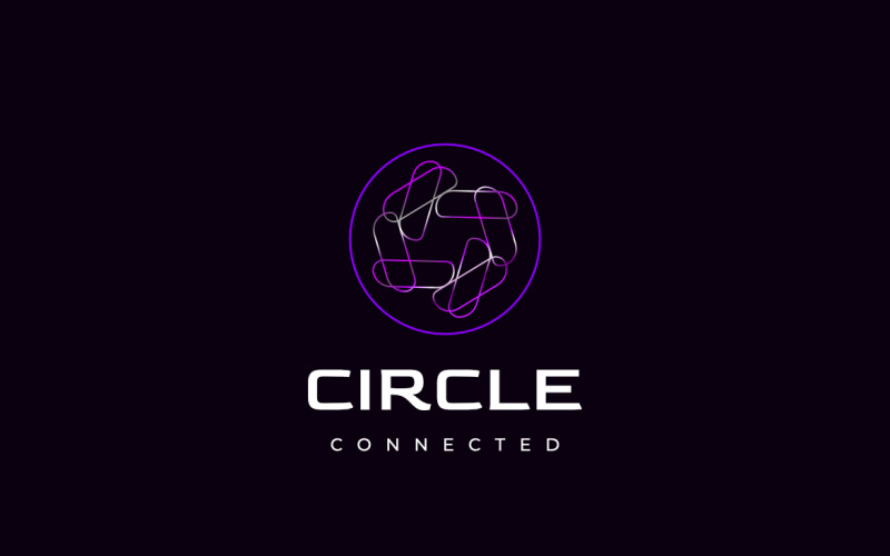 Logotipo de tecnología de línea de degradado conectado en círculo