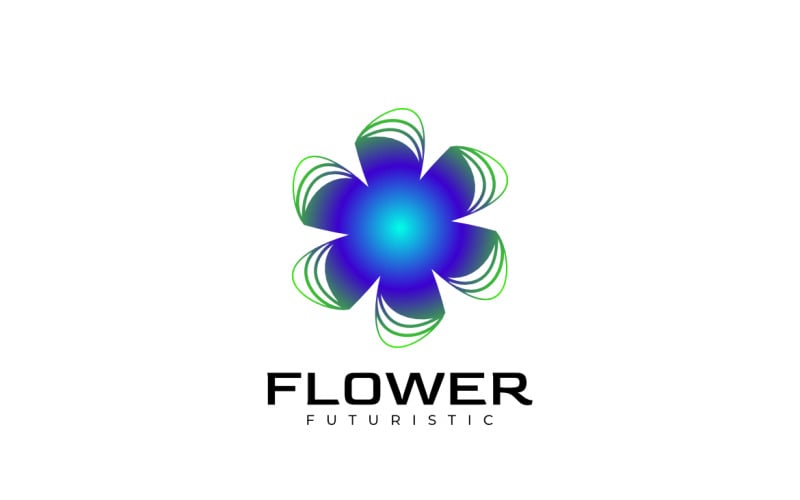 Ücretsiz Çiçek Modern Mavi Logo