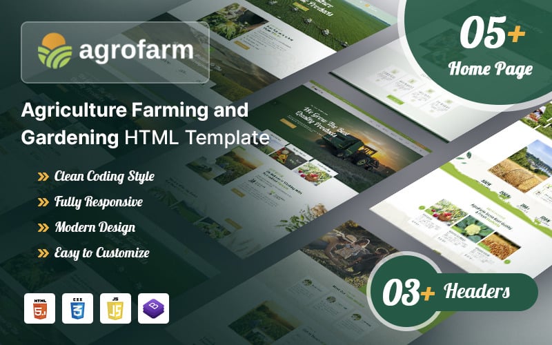 Agrofarm - HTML-sjabloon voor landbouw, landbouw en tuinieren