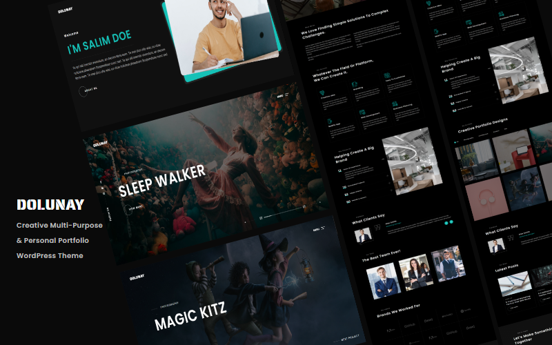 Dolunay - креативна багатоцільова та персональна тема для портфоліо WordPress
