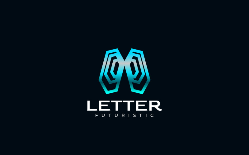 Futuristisches cyanfarbenes Techno-Brief-Logo