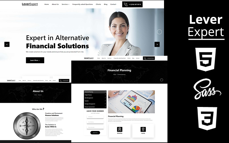 LeverExpert - фінансовий радник Html5 Css3 шаблон веб-сайту теми