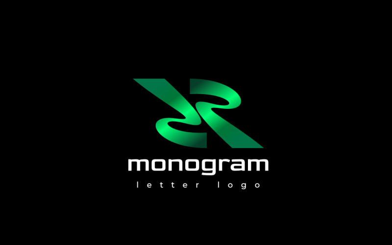 Logo ZR lettre monogramme Tech dégradé vert