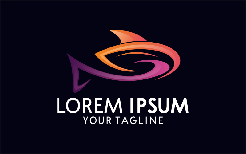 colorful fish line logo template