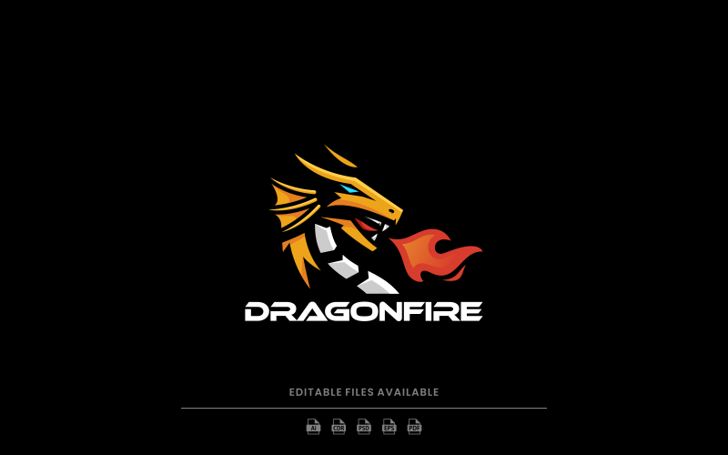 Dragon Fire Simple Mascot Logo