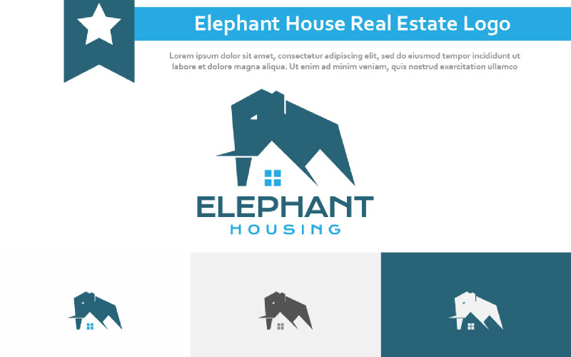 Elephant House Real Estate Realty Logo di costruzione forte