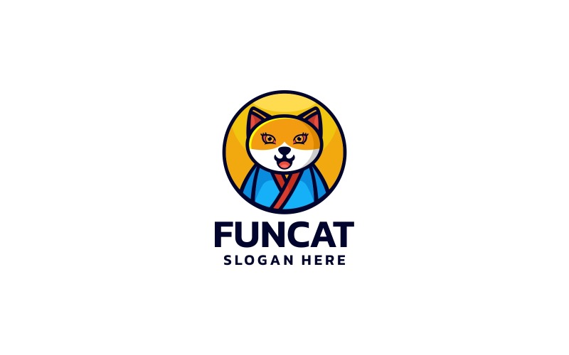 Fun Cat Простой логотип талисмана