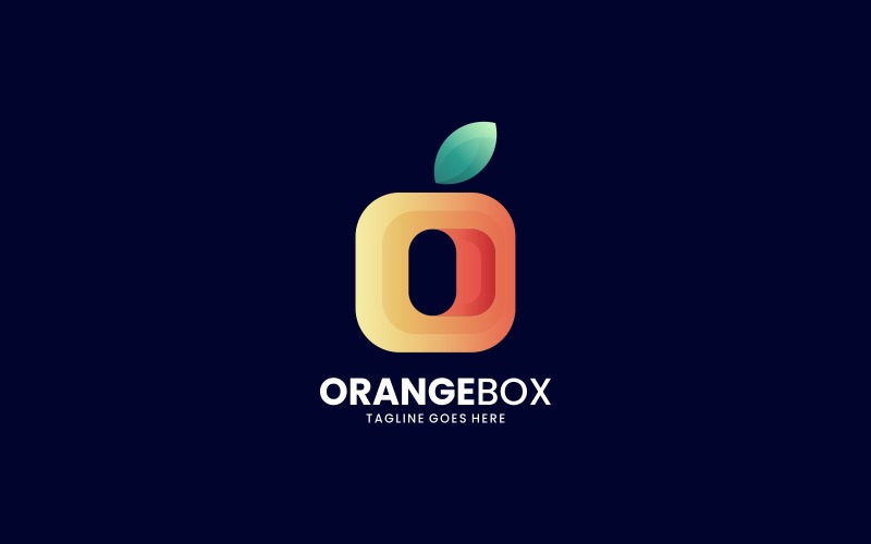 Gradientowe logo w pomarańczowym pudełku