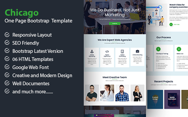 Chicago — uniwersalny jednostronicowy szablon Bootstrap