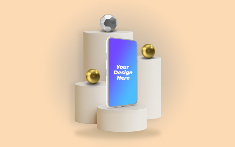 3D цифровий глиняний телефон PSD макет 09