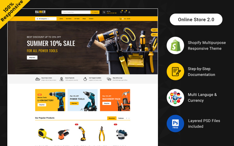 Hammer - Mega Tool Süper Mağaza Shopify Teması