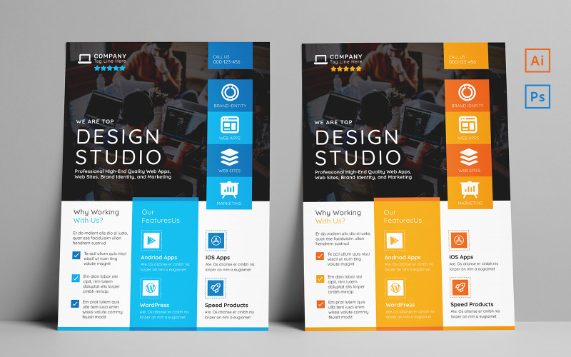Mehrzweck-Druck-A4-Design-Company-Studio-Flyer PSD