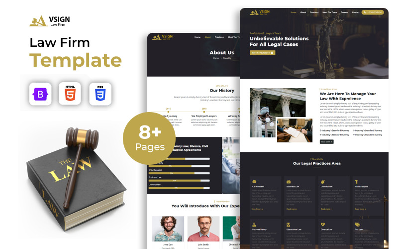VSign - Advokater och advokater HTML5 webbplatsmall