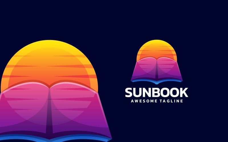 Estilo de logotipo degradado de Sun Book