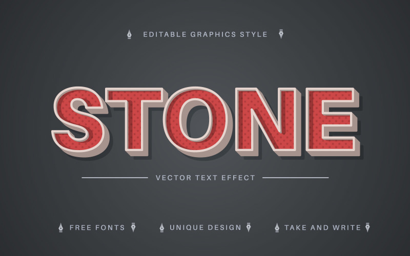 Kamień retro - edytowalny efekt tekstowy, styl czcionki, ilustracja graficzna