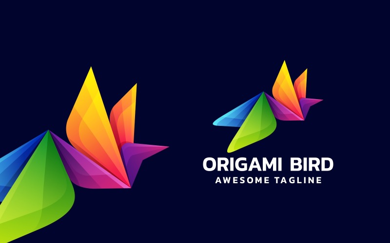 Origami Kuş Renkli Logo