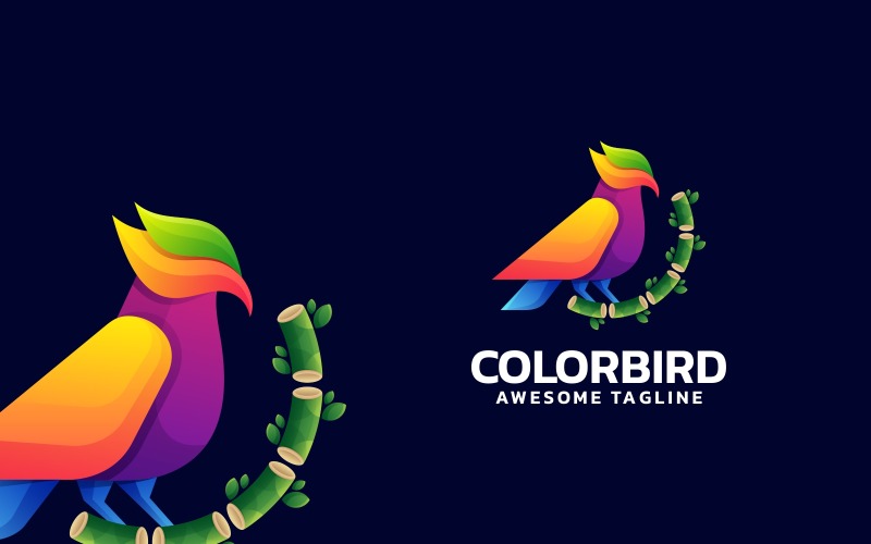 Projektowanie logo z kolorowym ptakiem