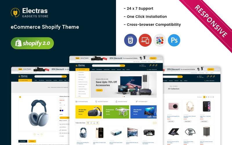 Electras - Elektronica en gadgets E-commerce Shopify-thema