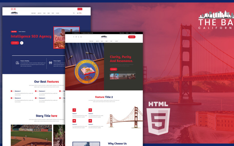 La plantilla del sitio web HTML5 de la cultura de Bay California