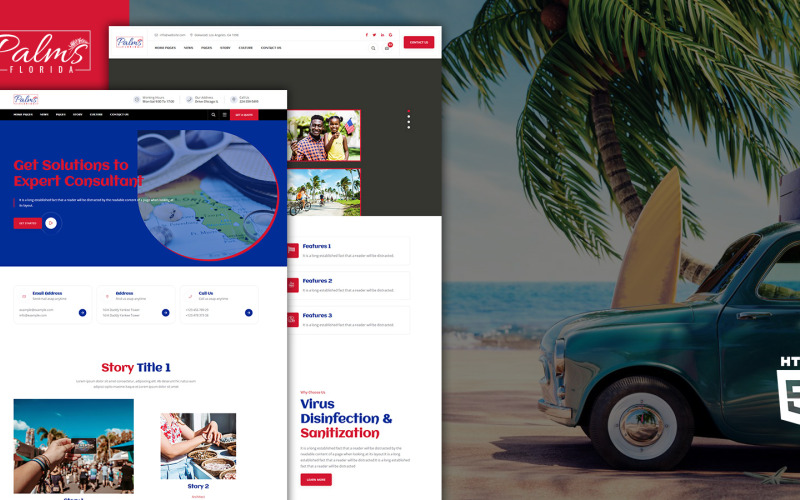 Шаблон веб-сайта Palms Florida Stories HTML5